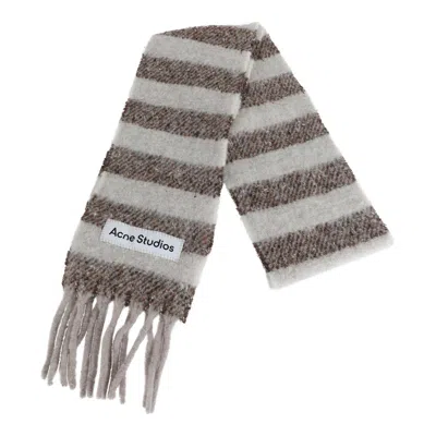 Acne Studios Striped Fringed Scarf In Multi