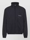 Acne Studios Striped Jacket High Collar Elasticated Cuffs In Black