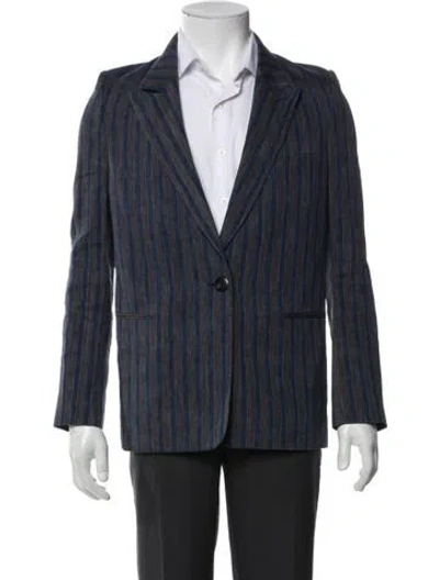 Pre-owned Acne Studios Striped Linen Blazer In Gray