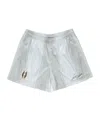 Acne Studios Striped Logo Shorts In Gray