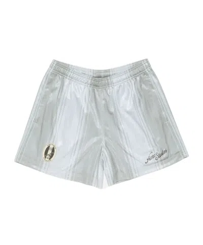 Acne Studios Striped Logo Shorts In Gray