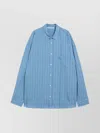 Acne Studios Striped Long Sleeve Button Up Shirt In Blue