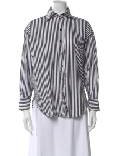 Pre-owned Acne Studios Striped Long Sleeve Button-up Top In Black
