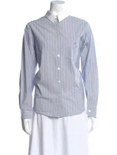 Pre-owned Acne Studios Striped Long Sleeve Button-up Top In Blue