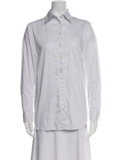 Pre-owned Acne Studios Striped Long Sleeve Button-up Top In Blue
