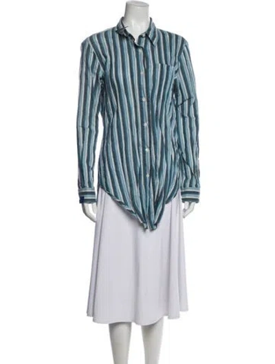 Pre-owned Acne Studios Striped Long Sleeve Button-up Top In Blue