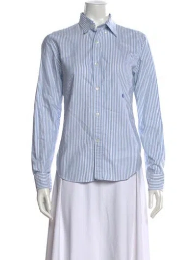 Pre-owned Acne Studios Striped Long Sleeve Button-up Top In Blue