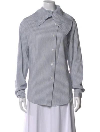 Pre-owned Acne Studios Striped Long Sleeve Button-up Top In Blue