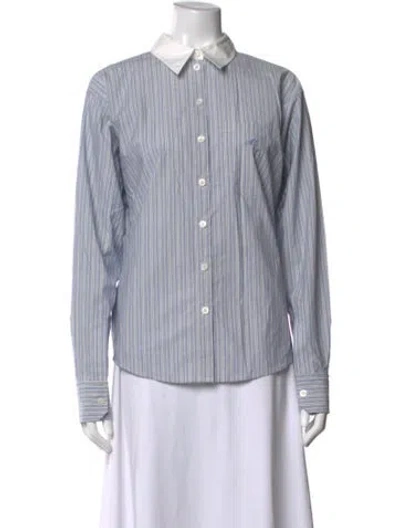 Pre-owned Acne Studios Striped Long Sleeve Button-up Top In Blue