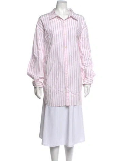 Pre-owned Acne Studios Striped Long Sleeve Button-up Top In Neutral
