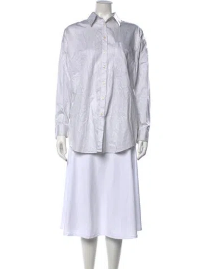 Pre-owned Acne Studios Striped Long Sleeve Button-up Top In Neutrals