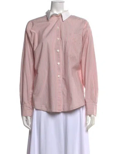 Pre-owned Acne Studios Striped Long Sleeve Button-up Top In Pink