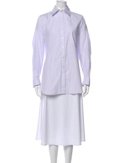 Pre-owned Acne Studios Striped Long Sleeve Button-up Top In Purple