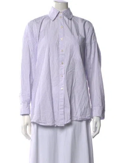 Pre-owned Acne Studios Striped Long Sleeve Button-up Top In White