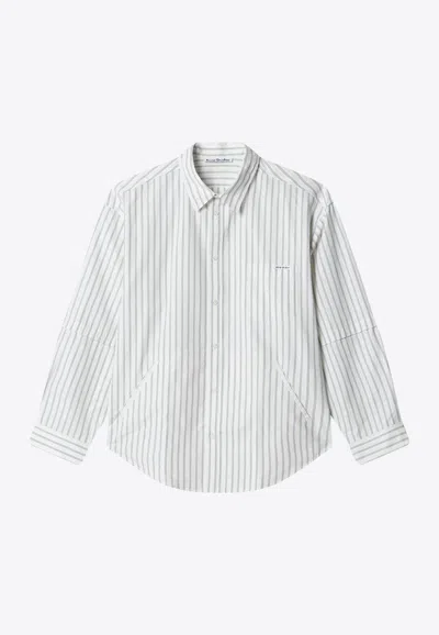 Acne Studios Striped Long-sleeved Shirt In White