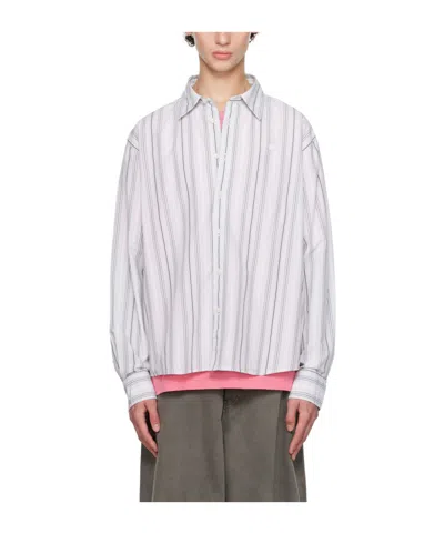 Acne Studios Striped Long-sleeved Shirt In White