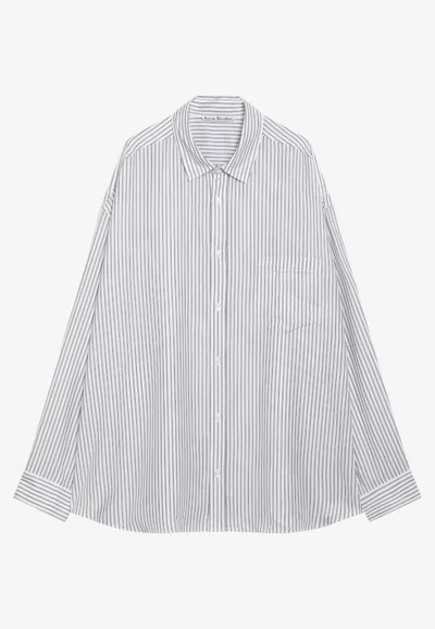 Acne Studios Striped Long-sleeved Shirt In Light Blue