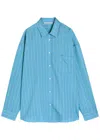 Acne Studios Striped Long Sleeve Button Up Shirt In Blue