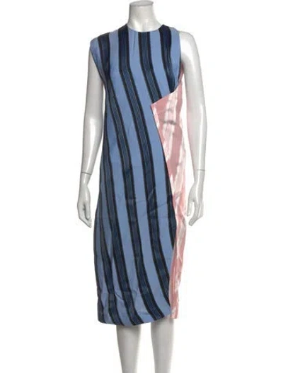 Pre-owned Acne Studios Striped Midi Length Dress In Blue