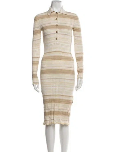 Pre-owned Acne Studios Striped Midi Length Dress In Neutral