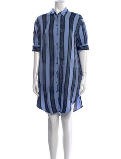 Pre-owned Acne Studios Striped Mini Dress In Blue