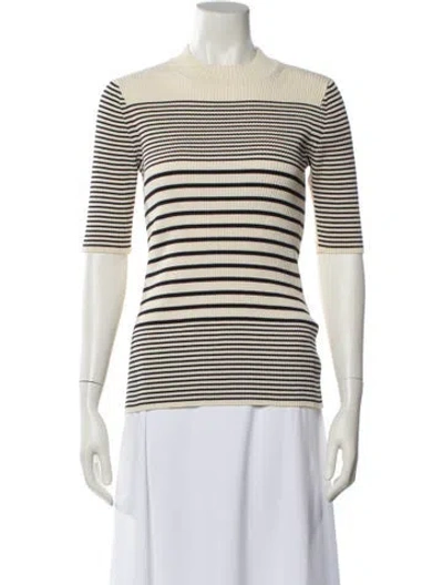 Pre-owned Acne Studios Striped Mock Neck Sweater In Neutral