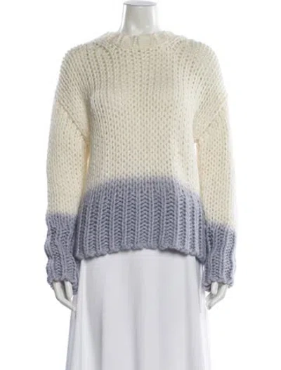 Pre-owned Acne Studios Striped Mock Neck Sweater In White