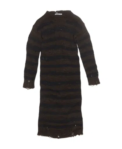 Acne Studios Striped Open-knit Midi Dress In Black