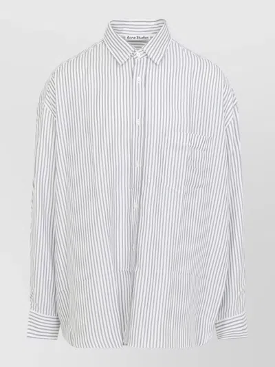 Acne Studios Striped Oversized Long-sleeve Shirt In Gray
