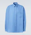 Acne Studios Striped Long Sleeve Button Up Shirt In Blue