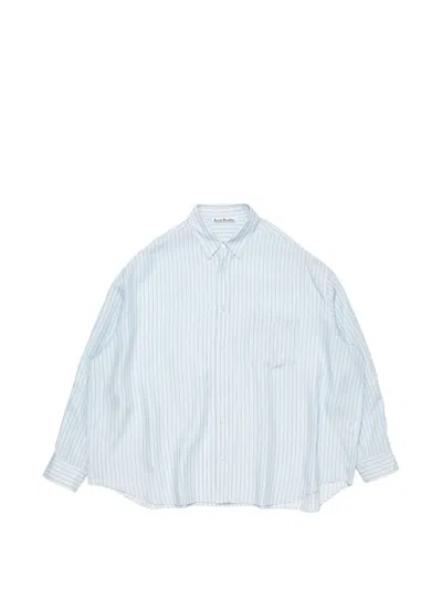 Acne Studios Striped Oversized Shirt In Blue
