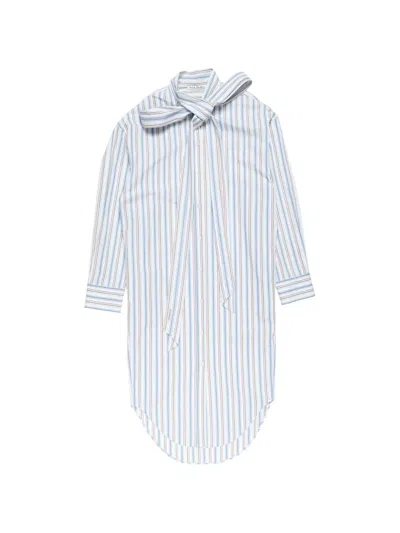 Acne Studios Striped-pattern Tie Midi Dress In Blue