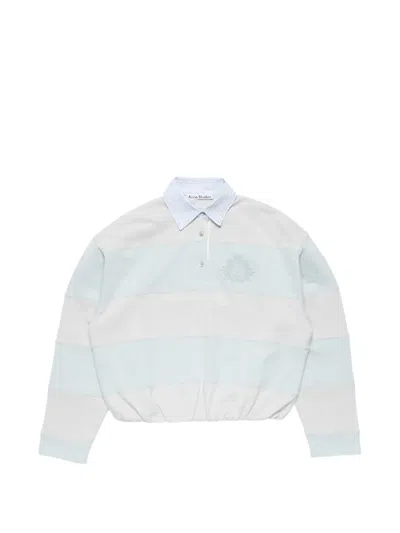 Acne Studios Striped Polo Sweatshirt In Blue