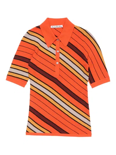 Acne Studios Striped Polo Top In Multi