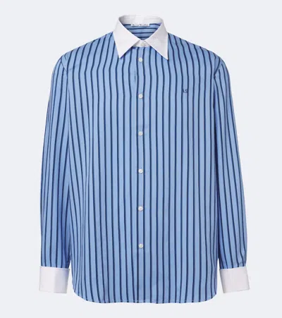 Acne Studios Striped Satin Twill Shirt In Blue
