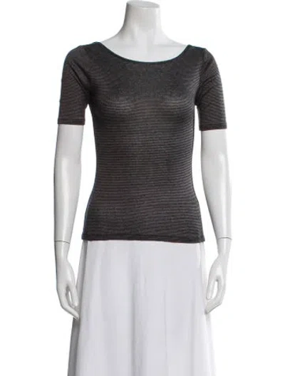 Pre-owned Acne Studios Striped Scoop Neck T-shirt In Gray