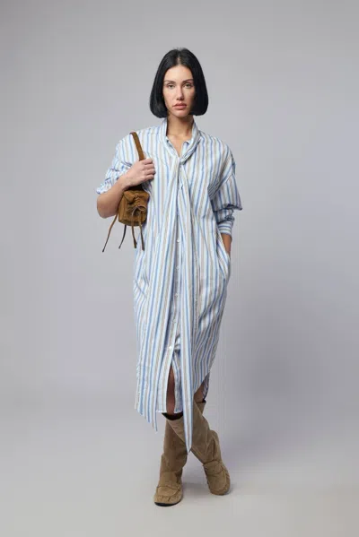 Acne Studios Striped Shirt Dress In Blue