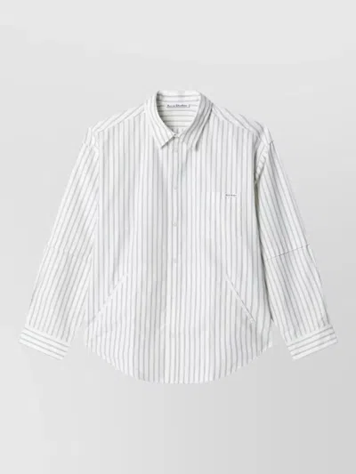Acne Studios Striped Shirt Long Sleeves Chest Pocket In White