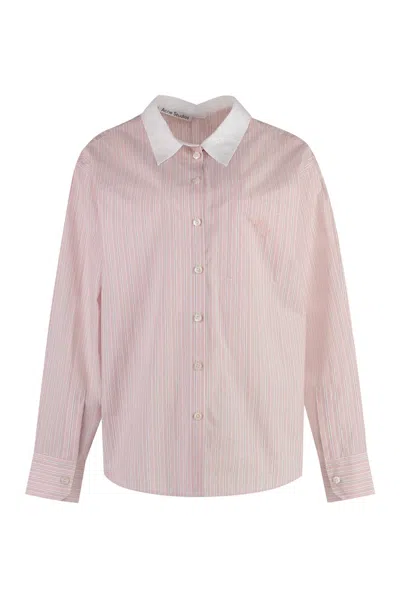 Acne Studios Striped Cotton Shirt In Pink