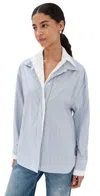 Acne Studios Womens Blue White Layered Striped Cotton-poplin Shirt In Blue