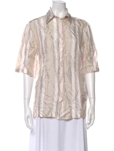 Pre-owned Acne Studios Striped Short Sleeve Button-up Top In Neutral