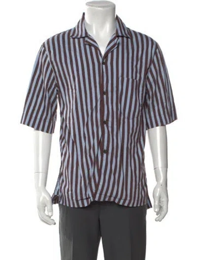 Pre-owned Acne Studios Striped Short Sleeve Shirt In Blue