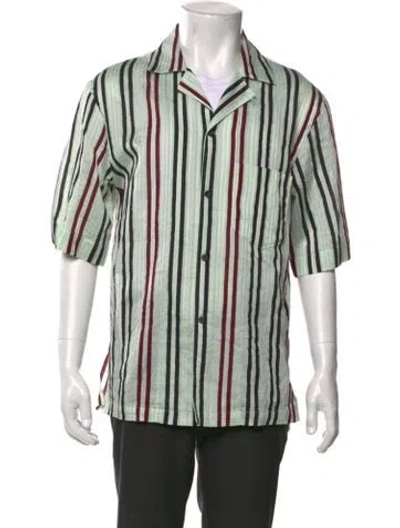 Pre-owned Acne Studios Striped Short Sleeve Shirt In Green