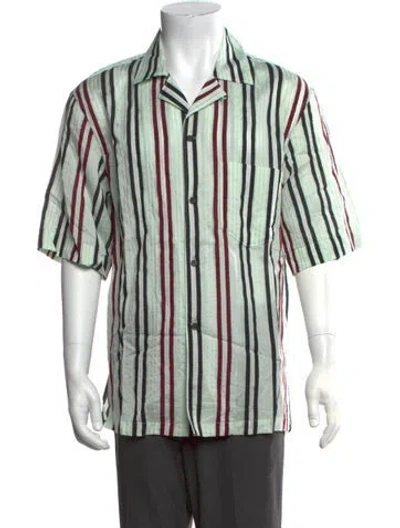 Pre-owned Acne Studios Striped Short Sleeve Shirt In Green