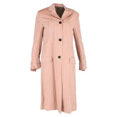 Acne Studios Striped Single-breasted Coat In Peach Linen In Pink