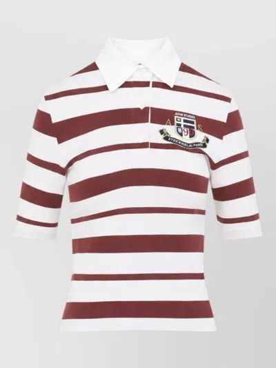 Acne Studios Striped Slim-fit Short-sleeve Polo Shirt In White