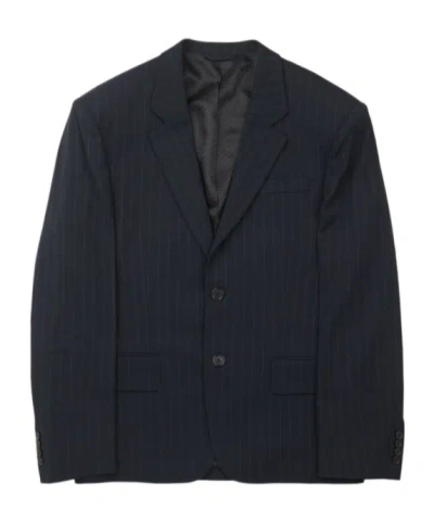 Acne Studios Striped Suit Coat In Black
