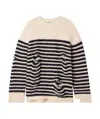 Acne Studios Distressed Striped Wool-blend Sweater In Nude