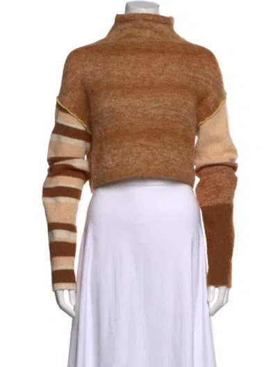 Pre-owned Acne Studios Striped Turtleneck Sweater In Brown