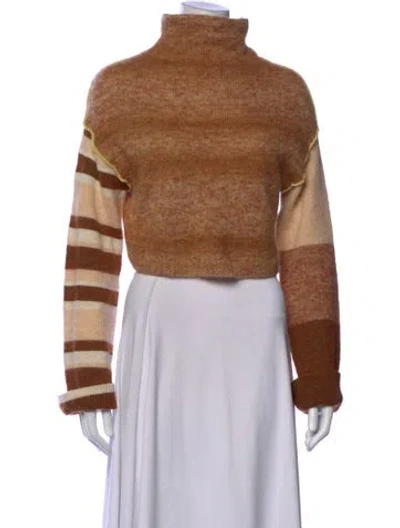 Pre-owned Acne Studios Striped Turtleneck Sweater In Brown